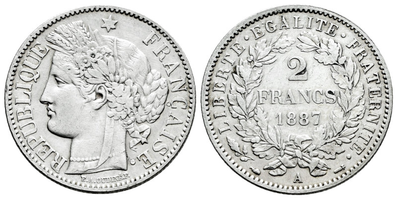 France. 2 francs. 1887. Paris. A. (Km-817.1). (Gad-530). Ag. 9,91 g. Choice VF. ...