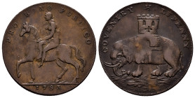 Great Britain. Token (1/2 penny). 1793. Coventry. Ae. 10,50 g. Lady Godiva. Bono público. Almost VF. Est...90,00. 

Spanish description: Gran Bretañ...