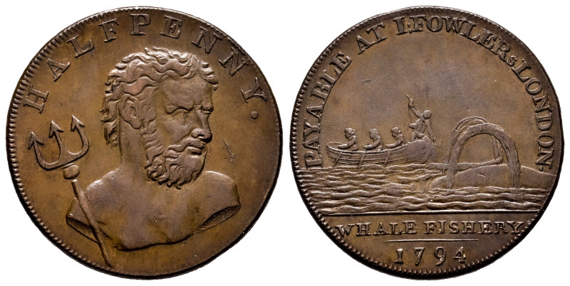 Great Britain. George III. Token (1/2 penny). 1794. London. Ae. 8,94 g. Rare. Ch...