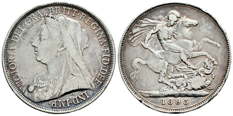 Great Britain. Victoria Queen. 1 crown. 1893. (Km-783). (S-3937). Ag. 27,84 g. N...