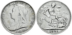 Great Britain. Victoria Queen. 1 crown. 1895. (Km-783). Ag. 28,02 g. Numerous marks. Almost VF. Est...45,00. 

Spanish description: Gran Bretaña. Vi...