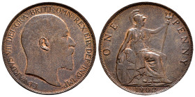 Great Britain. Edward VII. 1 penny. 1902. (Km-794.2). Ae. 9,49 g. Almost XF. Est...25,00. 

Spanish description: Gran Bretaña. Edward VII. 1 penny. ...