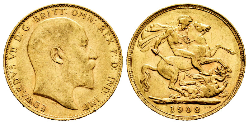 Great Britain. Edward VII. 1 sovereign. 1908. (Km-805). Au. 7,95 g. Minor nicks ...