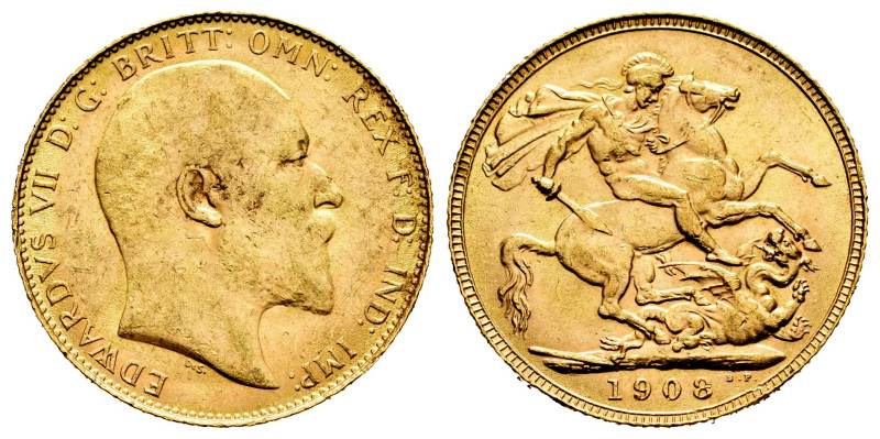 Great Britain. Edward VII. 1 sovereign. 1908. (Km-805). Au. 7,99 g. XF/AU. Est.....