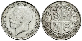 Great Britain. George V. 1/2 crown. 1923. (Km-818.2). Ag. 14,15 g. Minor nicks on edge. Choice VF/Almost XF. Est...25,00. 

Spanish description: Gra...