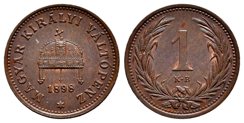 Hungary. Franz Joseph I. 1 filler. 1898. KB. (Km-480). Ae. 1,65 g. AU. Est...30,...