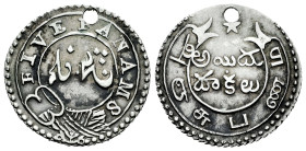 British India. Madras Presidency. 5 Fanams. 1808-1812. Madras. (Km-351). Ag. 4,64 g. Hole at 12 o´clock. Choice VF. Est...25,00. 

Spanish descripti...