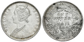 British India. Victoria Queen. 1 rupee. 1892. Bombay. (Km-492). Ag. 11,66 g. Cleaned. Choice VF. Est...30,00. 

Spanish description: India Británica...