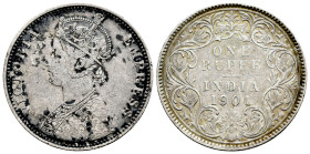 British India. Victoria Queen. 1 rupee. 1901. Bombay. (Km-492). Ag. 11,61 g. Stains on obverse. Almost VF/VF. Est...25,00. 

Spanish description: In...