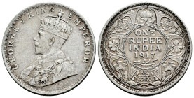 British India. George V. 1 rupee. 1917. Mumbai. (Km-524). Ag. 11,64 g. VF/Choice VF. Est...25,00. 

Spanish description: India Británica. George V. ...