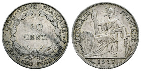 French Indochina. 20 cents. 1937. (Km-17.2). Ag. 5,37 g. Choice VF. Est...35,00. 

Spanish description: Indochina Francesa. 20 cents. 1937. (Km-17.2...