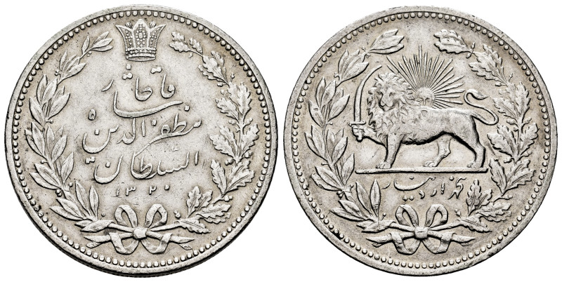 Iran. Muzaffar al-Din Shah. 5000 dinars. 1902 (1320 H). (Km-976). Ag. 22,92 g. A...