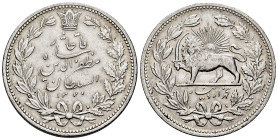 Iran. Muzaffar al-Din Shah. 5000 dinars. 1902 (1320 H). (Km-976). Ag. 22,92 g. Almost XF. Est...50,00. 

Spanish description: Irán. Muzaffar al-Din ...