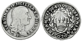 Italy. Napoli and Sicily. Ferdinand IV, Infant of Spain. 20 grana. 1798. Naples. PM/AP. (Km-57). (Mir-386). Ag. 4,46 g. Choice F/Almost VF. Est...40,0...
