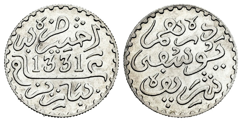 Morocoo. Yusuf. 1/10 Rial. 1331 H. Paris. (Y-30). Ag. 2,54 g. Original luster. A...