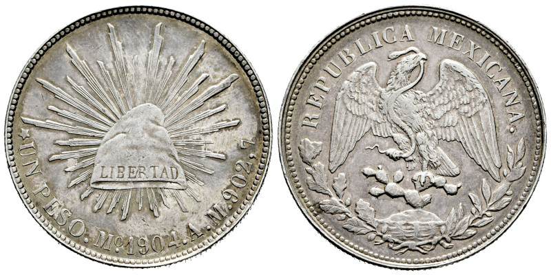 Mexico. 1 peso. 1904. Mexico. AM. (Km-409.2). Ag. 27,04 g. Lightly toned. Choice...
