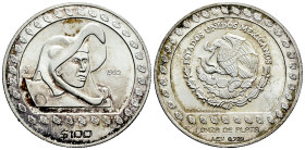 Mexico. 100 pesos. 1992. Mexico. (Km-556). Ag. 31,06 g. Original luster. Lightly toned. Almost MS. Est...40,00. 

Spanish description: México. 100 p...