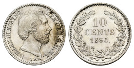 Low Countries. Wilhelm III. 10 cents. 1885. (Km-80). Ag. 1,40 g. Original luster. Almost MS. Est...75,00. 

Spanish description: Países Bajos. Wilhe...