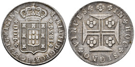 Portugal. Maria II. 400 reis. 1834. (Km-403.2). (Gomes-16.02). Ag. 14,60 g. Cleaned. XF. Est...90,00. 

Spanish description: Portugal. María II. 400...