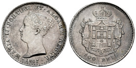 Portugal. Maria II. 500 reis. 1847. (Km-471). (Gomes-39.13). Ag. 14,84 g. Toned. Cleaned. Almost XF. Est...60,00. 

Spanish description: Portugal. M...
