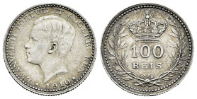 Portugal. Emanuele II. 100 reales. 1910. (Km-548). (Gomes-02.03). Ag. 2,51 g. Almost XF. Est...25,00. 

Spanish description: Portugal. Emanuele II. ...