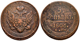 Russia. Alexander I. 5 kopecks. 1806. Ekaterinburg. EM. (Km-C115). (Bitkin-293). Ae. 48,98 g. Scratch on reverse. Almost VF. Est...35,00. 

Spanish ...
