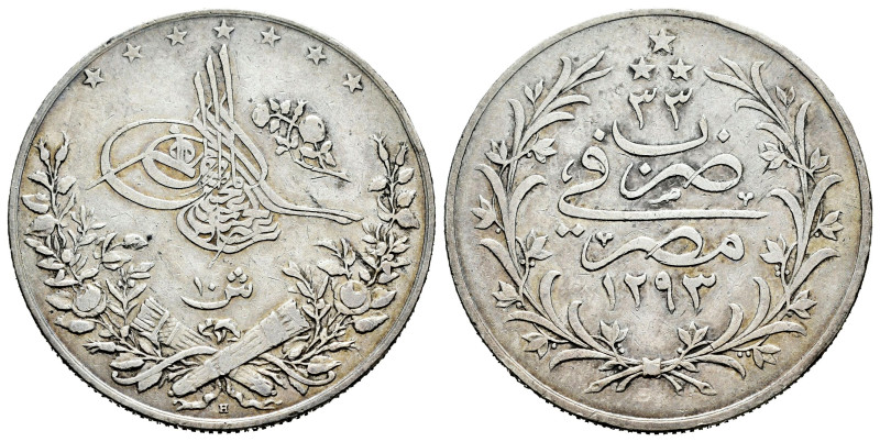 Turkey. Abdul Hamid II (1293-1327 / 1876-1909). 10 kurush. Año 33. (Km-738). Ag....