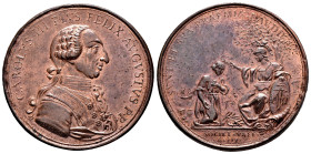 Charles III (1759-1788). Medal. 1785. Valencia. (García Corredor-23). (Cru.Medalles-198B). Ae. 17,17 g. Economic Society of Friends of the Country. En...