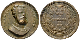 Centenary of the Peseta (1868-1931). Amadeo I (1871-1873). Medal. 16th September 1870. (V-832). Anv.: AMADEO PRIMERO. Rev.: ELECTO REY DE ESPAÑA POR L...