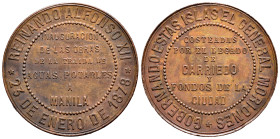 Centenary of the Peseta (1868-1931). Alfonso XII (1874-1885). Medal. 1878. Manila. Ae. 23,24 g. Water brought to Manila. 23 January 1878. Herrera and ...