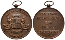 Spain. Medal. 1947. Cabrera Island. Ae. 23,16 g. 100th anniversary of the arrival of the Prince of Joinville, who had a monument raised to the Napoleo...