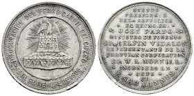 Peru. Medal. 1908. Cuzco. Ag. 19,70 g. Struck for the inauguration of the Cuzco railroad, completed on September 13. 34 mm. Almost XF. Est...50,00. 
...
