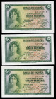 5 pesetas. 1935. Madrid. (Ed-363b). Serie C. Correlative threesome. Mint state. Est...30,00. 

Spanish description: 5 pesetas. 1935. Madrid. (Ed-363...