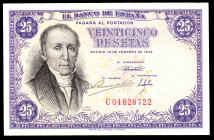 25 pesetas. 1946. Madrid. (Ed-450a). February 19, Alvaro Flórez Estrada. Serie C. Mint state. Est...50,00. 

Spanish description: 25 pesetas. 1946. ...