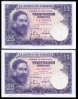 25 pesetas. 1954. Madrid. (Ed-467a). July 22, Isaac Albéniz. Serie L. Correlative pair. Almost MS. Est...30,00. 

Spanish description: 25 pesetas. 1...