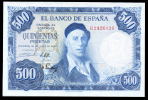 500 pesetas. 1954. Madrid. (Ed-468b). July 22, Ignacio Zuloaga. Serie H. Slight wrinkles. Almost MS. Est...45,00. 

Spanish description: 500 pesetas...