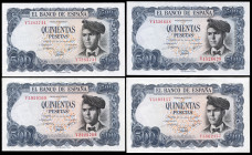 500 pesetas. 1971. Madrid. (Ed 2017-473a). July 23, Jacinto Verdaguer. 4 baknotes. Mint state. Est...40,00. 

Spanish description: 500 pesetas. 1971...
