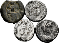 Lot of 4 Greco-Roman coins, 3 silver and 1 bronze. TO EXAMINE. Choice F/Almost VF. Est...60,00. 

Spanish description: Lote de 4 monedas greco-roman...