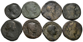 Lot of 8 bronzes from the Roman Empire, Commodus (2), Lucilla (1), Septimius Severus (1), Marcus Aurelius (1), Antoninus Pius (1), Philip II (1) and G...