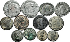 Lot of 12 coins from the Lower Roman Empire. Great variety of values, mints and Emperors such as: Probus, Gallienus, Crispus, Constantine I, Constanti...