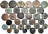 Lot of 33 small ancient bronzes, 6 Iberian (Kastulo, Carteia, ect), 1 from the Roman Republic, 25 from the Roman Empire (Gratian, Helena, Theodosius, ...