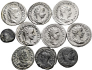 Lot of 10 Ancient World coins, 1 calco of Cartagonova, 6 Antoninians and 3 follis. TO EXAMINE. Choice F/VF. Est...150,00. 

Spanish description: Lot...