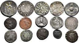 Lot of 15 Majorcan coins. Variety of Kings and values: Leads, Doblers, Dineros, Tresetas... Pb/Ae. TO EXAMINE. Choice F/Choice VF. Est...300,00. 

S...