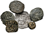 Lot of 6 Hispano-Arab coins. Contains Dirham 219 AH Al-Andalus, Felús attributed to Abd Al-Rahman III (2), Felús attributed to Muhammad I and anonymou...