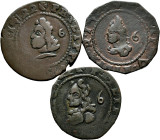 Lot of 3 Majorcan coins. Tresetas of Philip V from 1722, three different dies. Ae. TO EXAMINE. Almost VF/VF. Est...100,00. 

Spanish description: Lo...