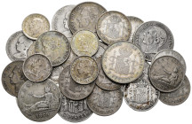Lot of 29 silver coins of the Centenary of the Peseta, 50 cents (7), 1 peseta (13) and 2 pesetas (9). All different. TO EXAMINE. Almost F/Almost XF. E...