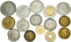 Lot of 15 coins of the Estado Español and Juan Carlos I. All present different minting ERRORS on different values and dates. TO EXAMINE. Choice F/XF. ...