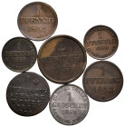 Lot of 7 coins from Germany, Braunschweig. 2 Pfennig 1855 B; 1 Pfennig 1826 CVC, 1851 B, 1852 B, 1859, 1860 and 1 Groschen 1858. Ag/Ae. TO EXAMINE. Ch...