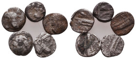 Lot of 5 Greek Obols, Ca. 350-300 BC. AR. 

Condition: Very Fine 

 Weight: 3.1 gr Diameter: lot