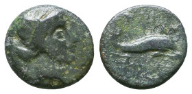 Greek Coins. 4th - 3rd century B.C. AE Reference: 

Condition: Very Fine

 Weight: 1 gr Diameter: 11 mm